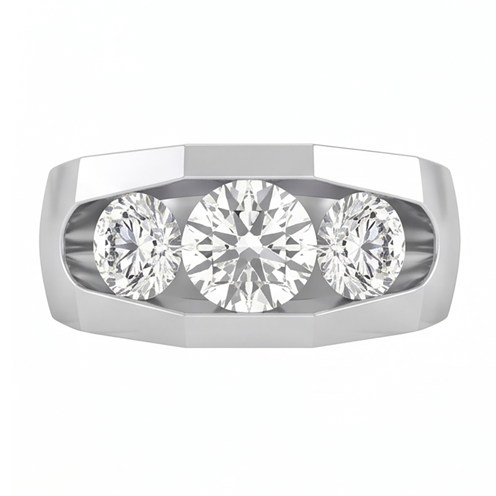 Men's Real Natural Earth Mined Diamond ( Not Lab Grown ) Ring 3 Stone Gold 2 Carats