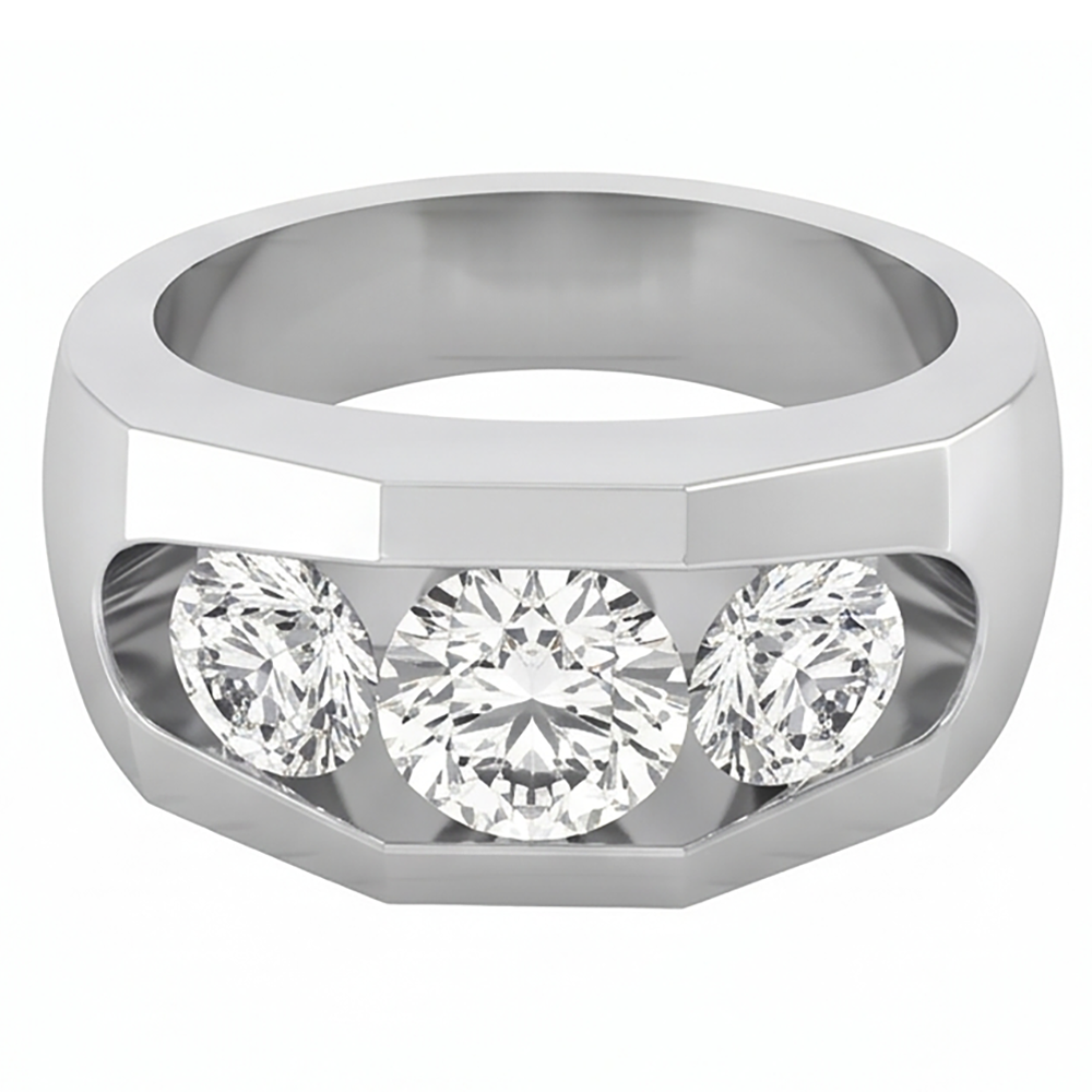 Men's Real Natural Earth Mined Diamond ( Not Lab Grown ) Ring 3 Stone Gold 2 Carats