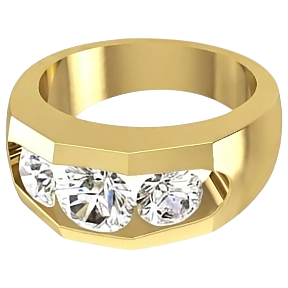 Men's Real Natural Earth Mined Diamond ( Not Lab Grown ) Ring 3 Stone Gold 2 Carats