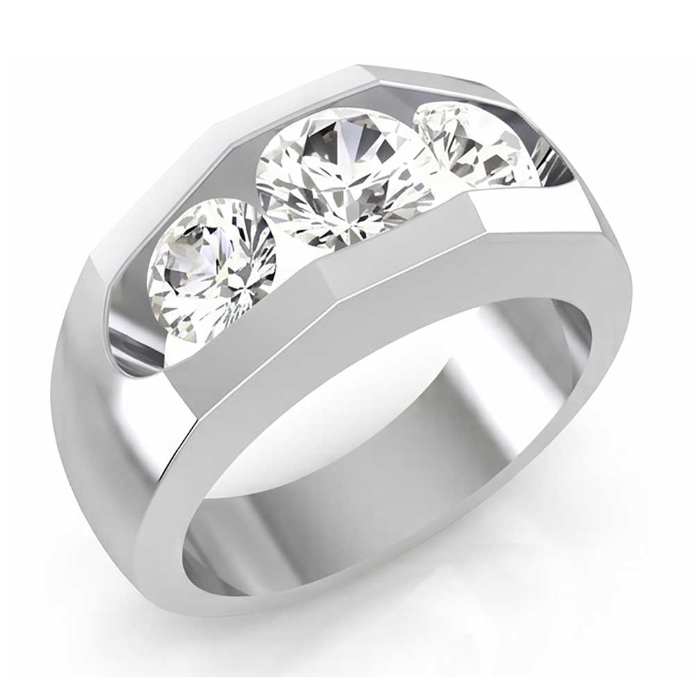 Men's Real Natural Earth Mined Diamond ( Not Lab Grown ) Ring 3 Stone Gold 2 Carats