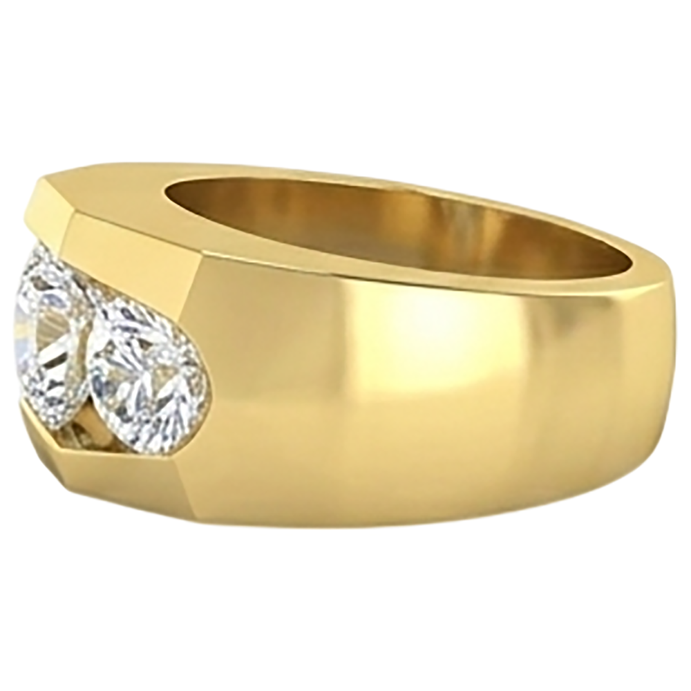 Men's Real Natural Earth Mined Diamond ( Not Lab Grown ) Ring 3 Stone Gold 2 Carats