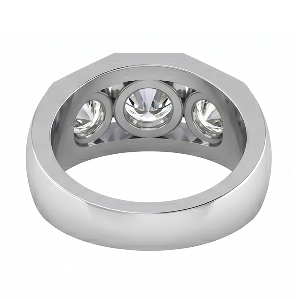 Men's Real Natural Earth Mined Diamond ( Not Lab Grown ) Ring 3 Stone Gold 2 Carats