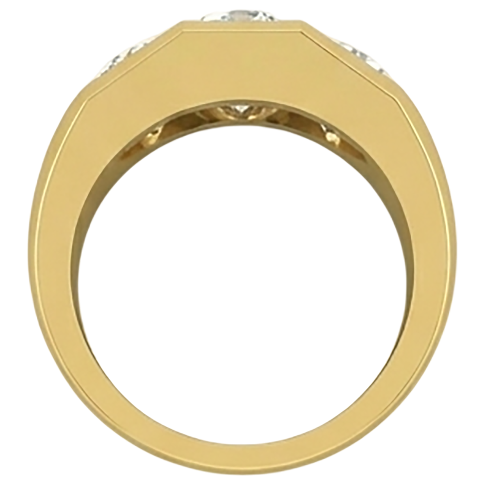 Men's Real Natural Earth Mined Diamond ( Not Lab Grown ) Ring 3 Stone Gold 2 Carats