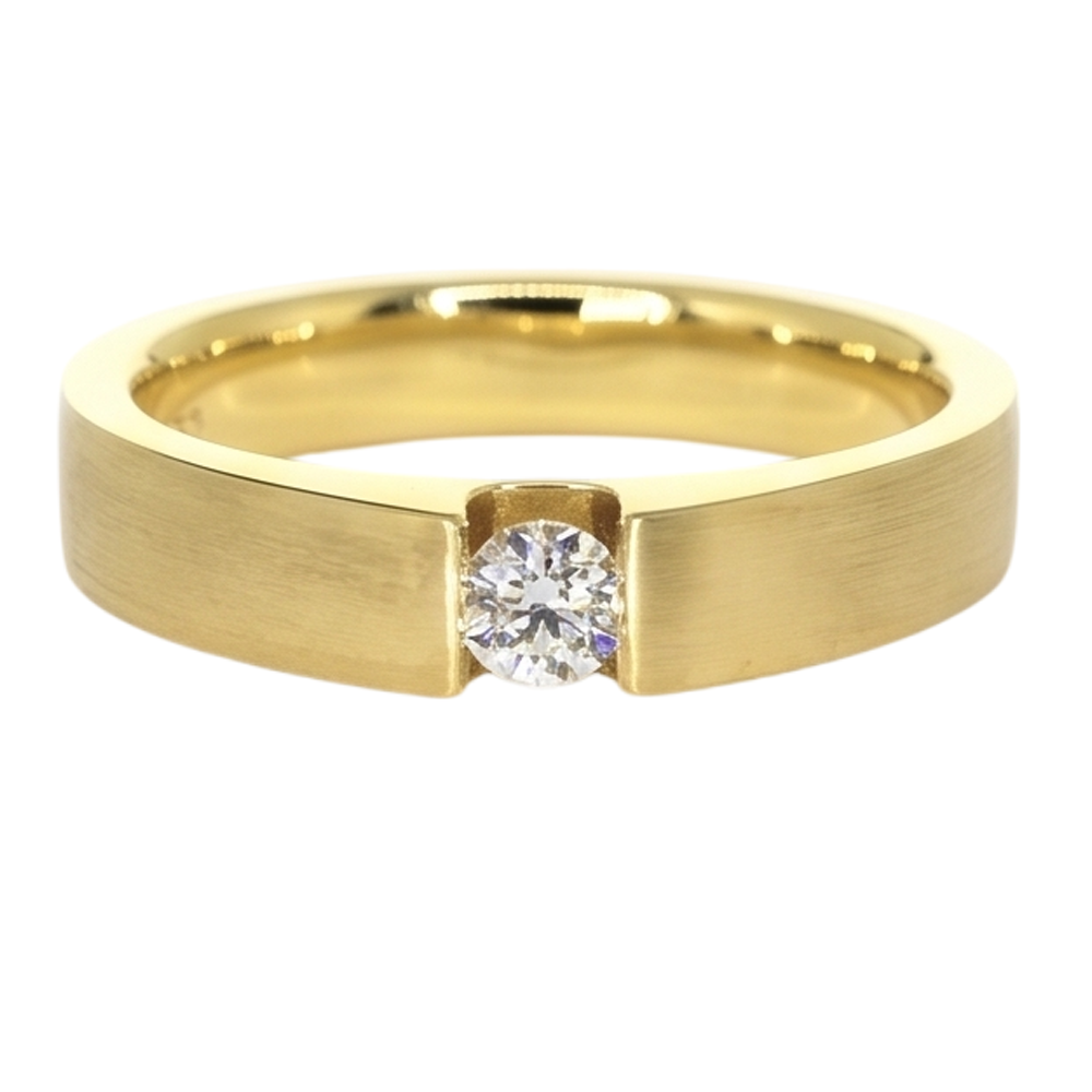 Men's Ring Yellow Gold 14K 0.75 Carats Real Natural Earth Mined Diamond ( Not Lab Grown ) Tension Set