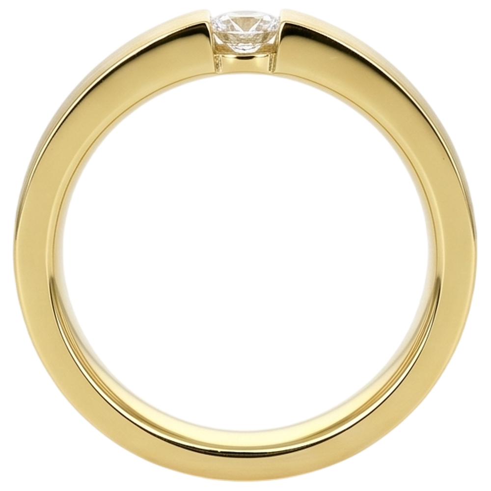 Men's Ring Yellow Gold 14K 0.75 Carats Real Natural Earth Mined Diamond ( Not Lab Grown ) Tension Set