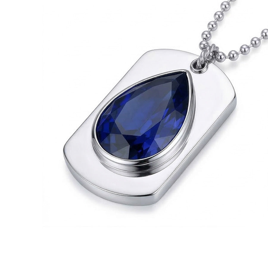 Men’s Sapphire Dog Tag Pendant