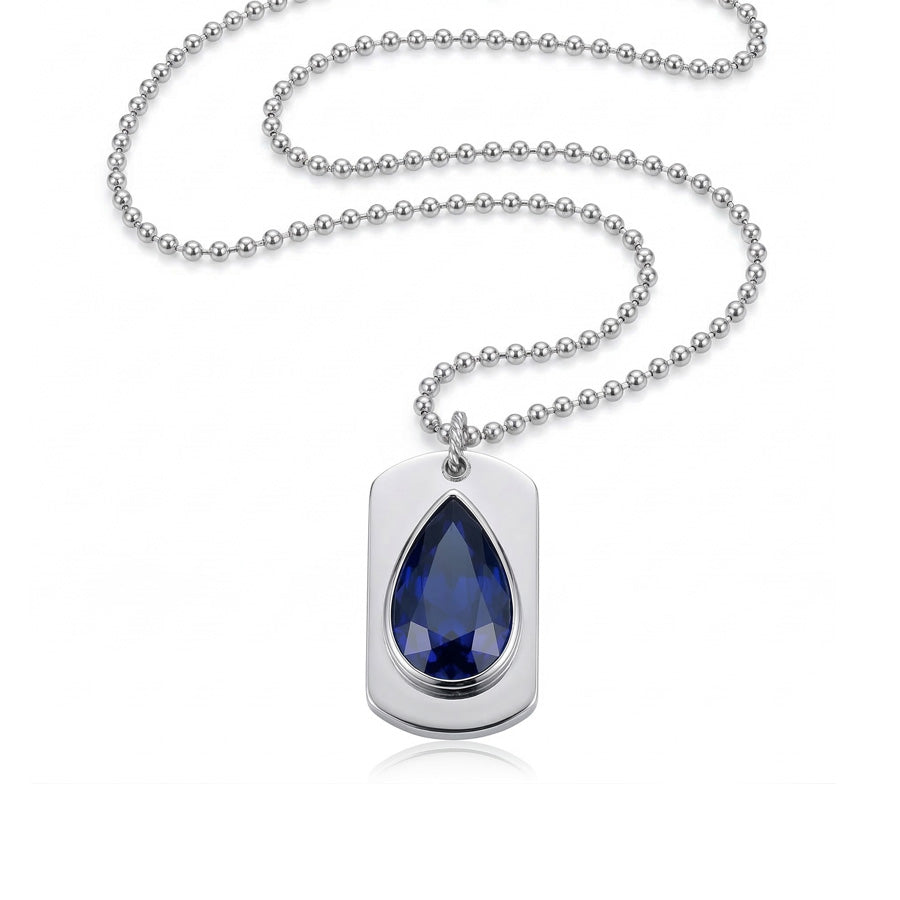 Men’s Sapphire Dog Tag Pendant