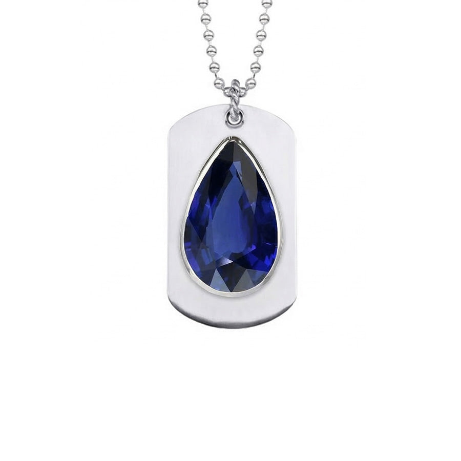 Men’s Sapphire Dog Tag Pendant