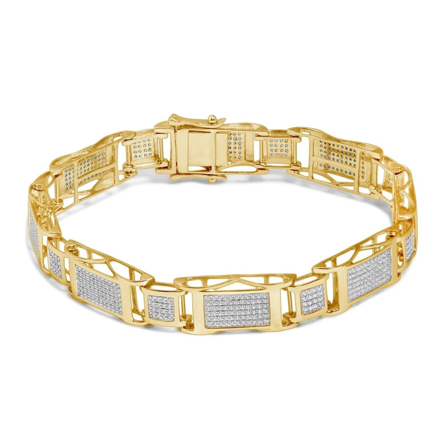 Men's Bracelet Brilliant Cut Sparkling 10.35 Carats Real Diamonds Yg 14K