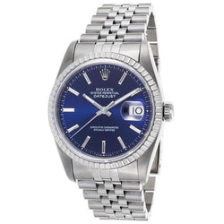 Men's Gents Rolex Jubilee Datejust Blue Stick Dial Watch Ss QUICK SET