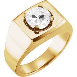 Antique Cushion Mens Ring – Diamond 2 ct 10K Yellow Gold