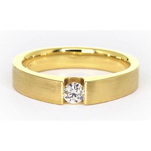 Men's Ring Yellow Gold 14K 0.75 Carats Real Diamond Tension Set