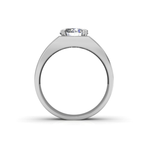 Gentleman's Ring 14 Karat White Gold with Brilliant Diamond – front view