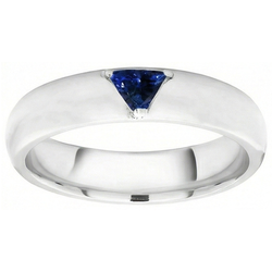 Mens Gemstone Ring Solitaire Trillion Deep Blue Sapphire Jewelry 1 Ct