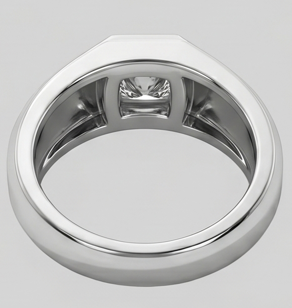 Mens Ring Princess Cut Natural Earth Mined Diamond ( Not Lab Grown ) White Gold