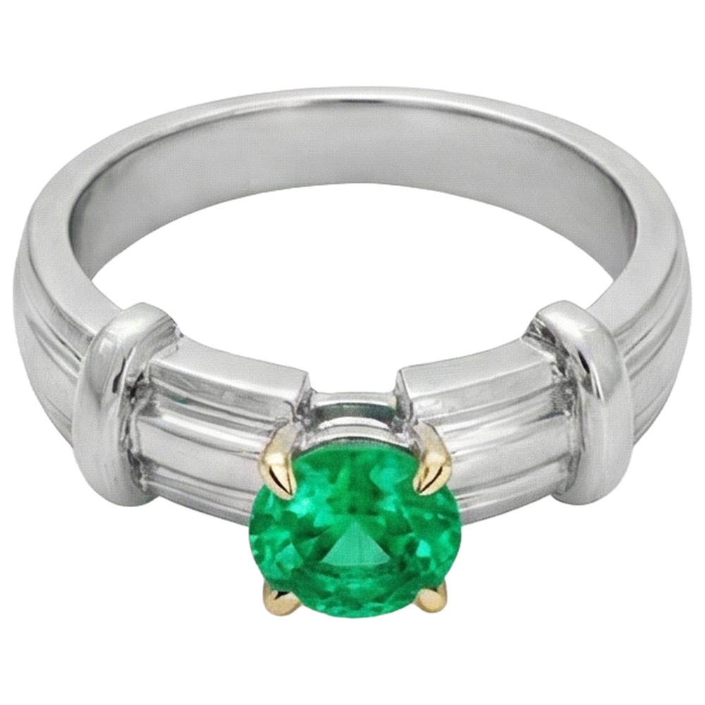 Emerald Gemstone Ring 2-ct Two-Tone 14K Gold – angle view
