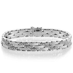 Mens Bracelet 4.25 Carats Genuine Round Diamonds White Gold 14K