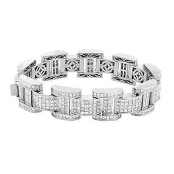 Mens Real Princess Cut Diamond Bracelet White Gold 20 Carats