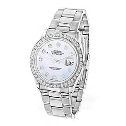 Mens Rolex Datejust 36 Mm Watch Diamond Bezel Stainless Steel