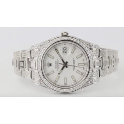 Mens Rolex Datejust Ii Watch 16 Ct Iced Out  Custom Diamond Ss