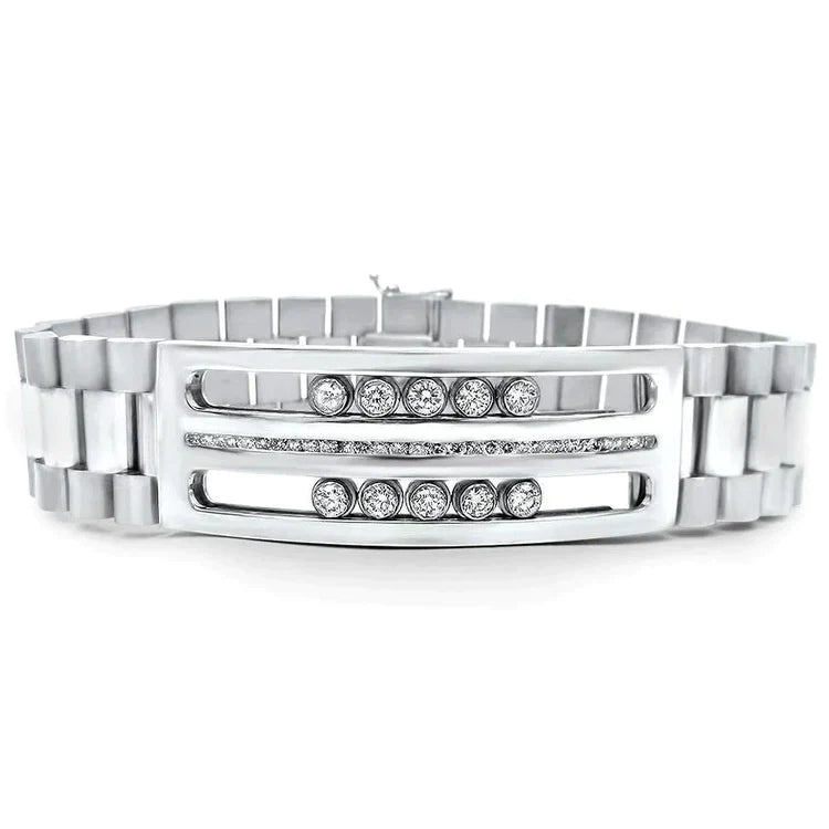 Mens Watch Style Natural Diamond Bracelet