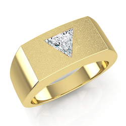 Men's Real Natural Earth Mined Diamond Ring With Trilliant