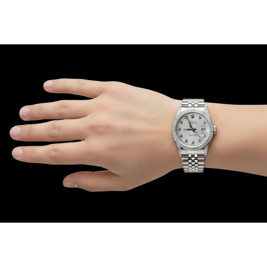 Midsize Datejust Rolex Watch Custom Diamond Bezel & Dial Ss