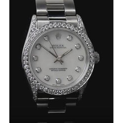 Midsize Rolex Watch Custom Diamond Bezel Oyster Bracelet Ss