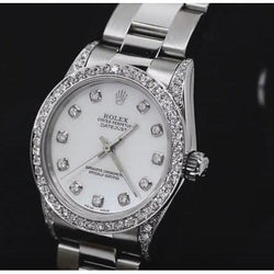 Midsize Rolexdatejust Watch White Roman Dial Oyster Bracelet Ss