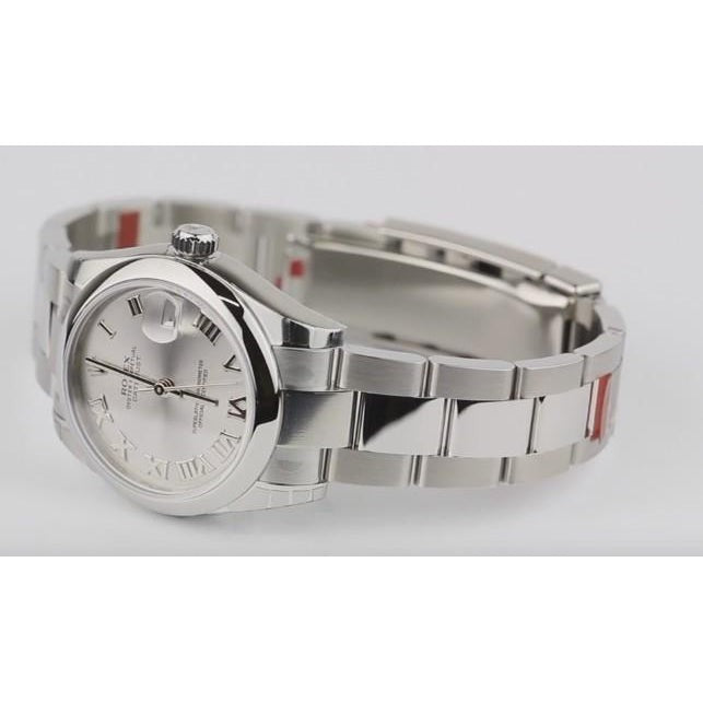 Midsize Rolexdatejust Watch White Roman Dial Oyster Bracelet Ss