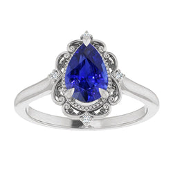 14 Karat White Gold Blue Sapphire Colored Stone Ring – 2.25-ct