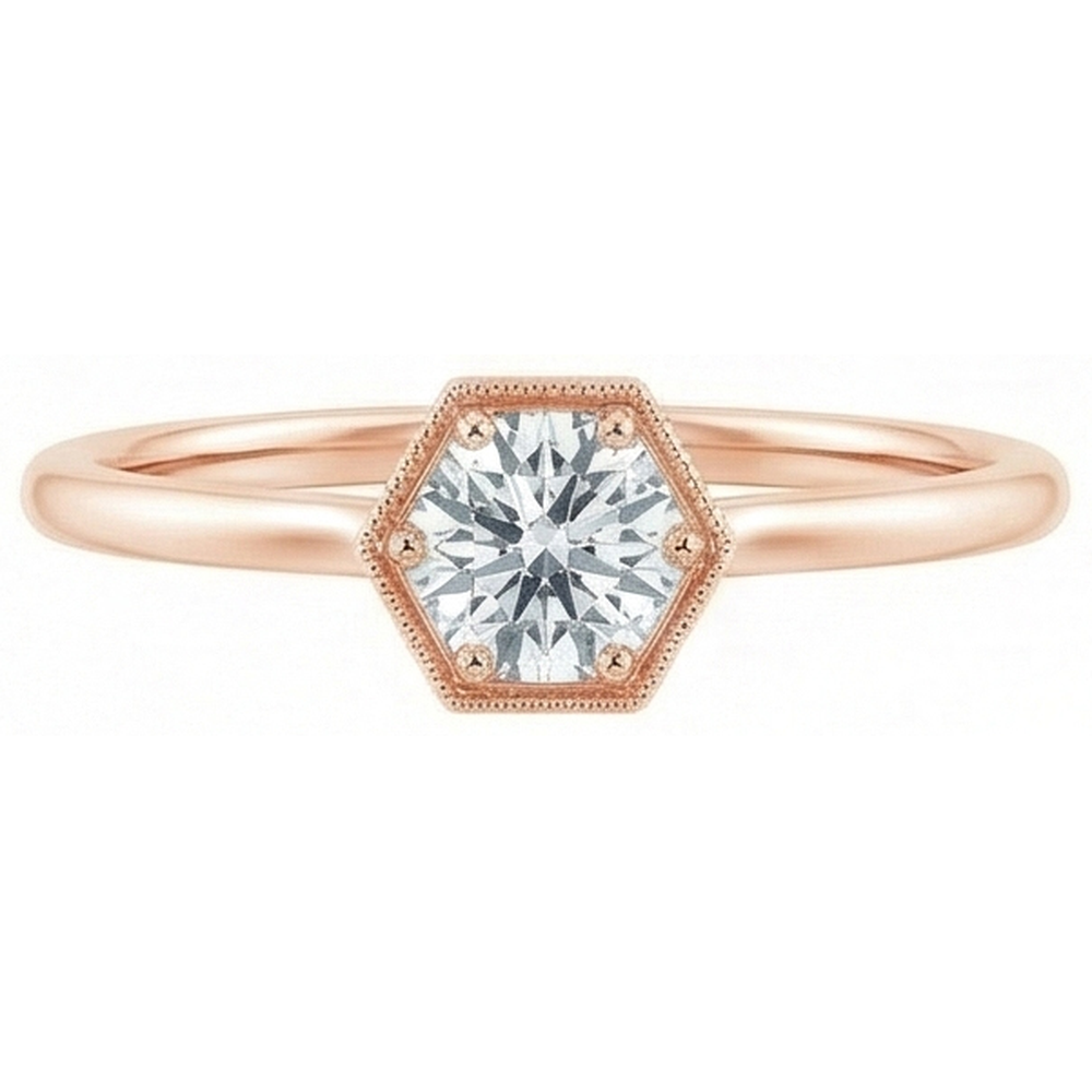natural round diamond 1ct ring top view