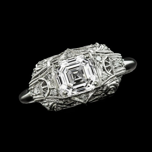 Miligrain Asscher Real Diamond Engagement Ring 4.35 Carats