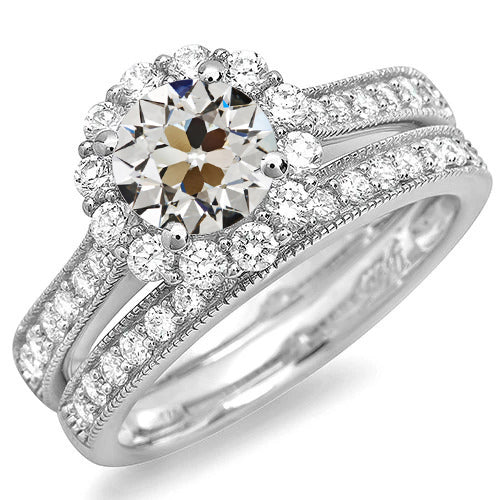 Milligrain Halo Engagement Ring Set Round Old Miner Real Diamond 4.50 Carats