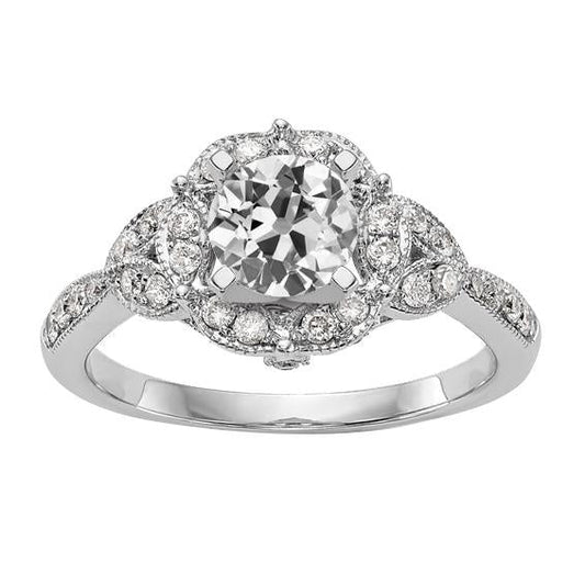 Milligrain Halo Real  Diamond Anniversary Ring Old Cut Ladies 3.50 Carats
