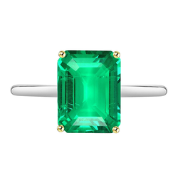 Refined GIA Certified Fine Emerald Gemstone Ring – 4 ct 14K Two