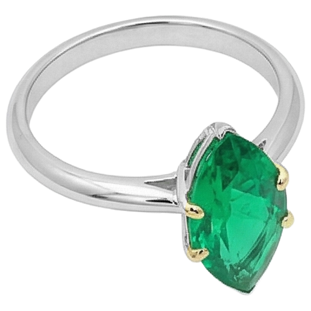 Designer Fine Emerald Colored Stone Ring 3 ct – angle view