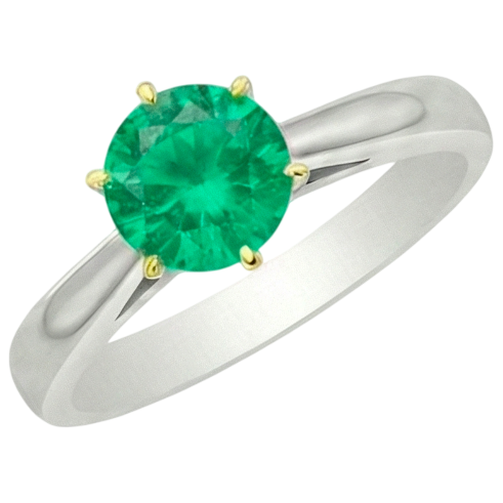 Colombian Emerald Precious Stone Ring 2.50-ct 14K Two Tone Gold – side view