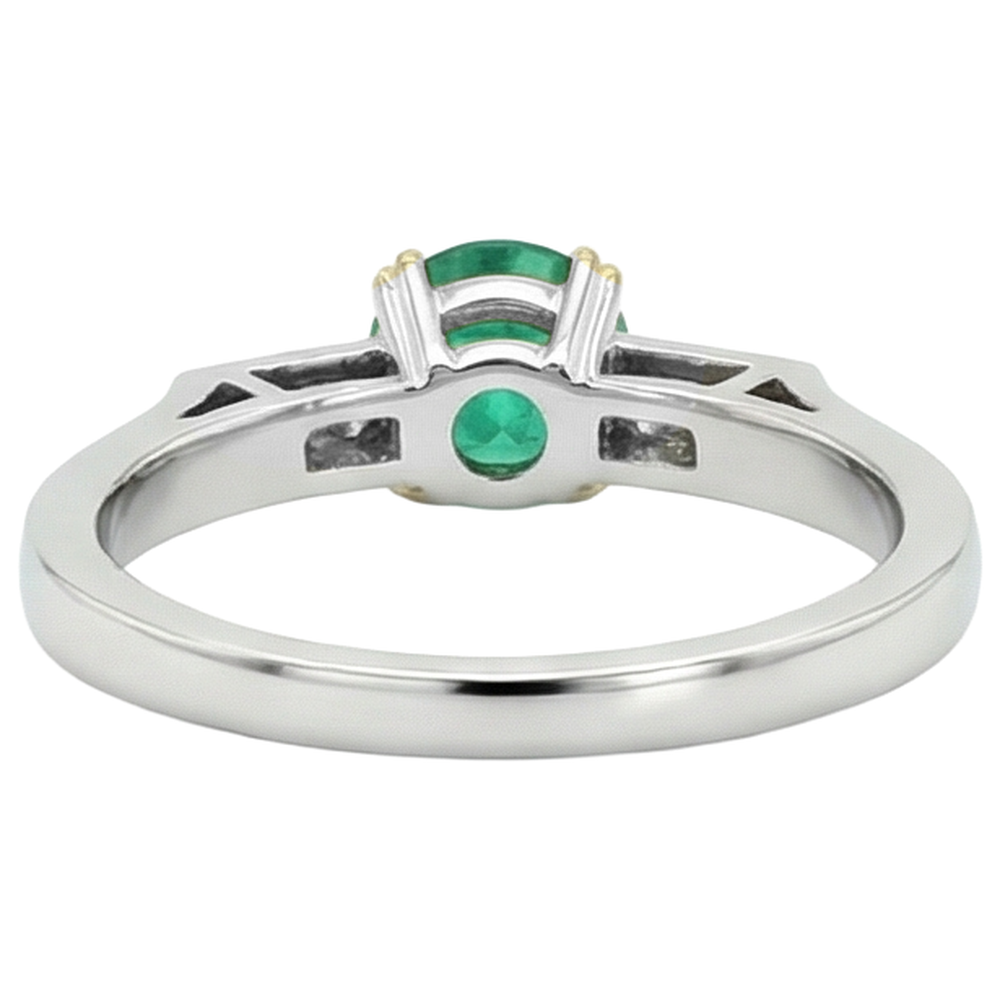 Natural Colombian Emerald Gemstone Ring 2 ct 14K Two Tone Gold – back view