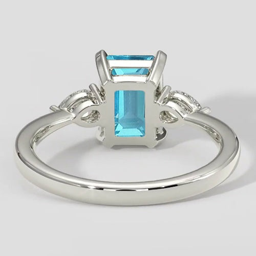 Modern Paraiba Tourmaline Ring Emerald Cut