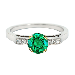 Anniversary Band Gemstone Ring – Colombian Emerald 2 ct 14K Two