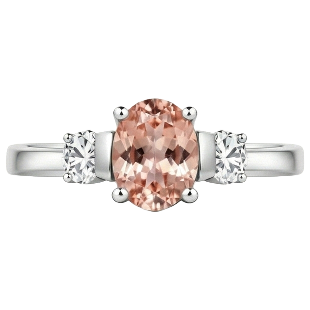natural round morganite 9ct ring side angle
