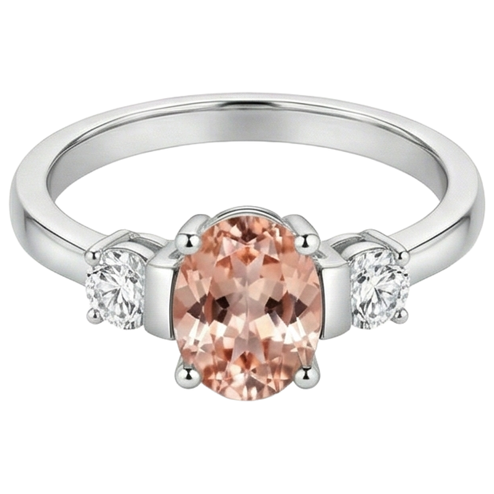 natural round morganite 9ct ring close up detail