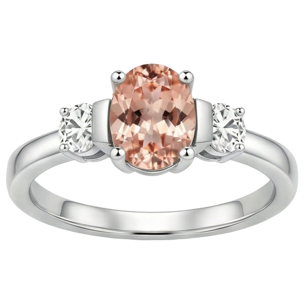 natural round morganite 9ct ring top view
