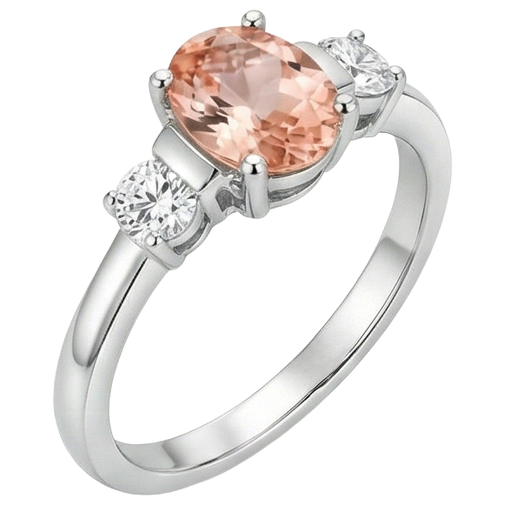 natural round morganite 9ct ring profile view