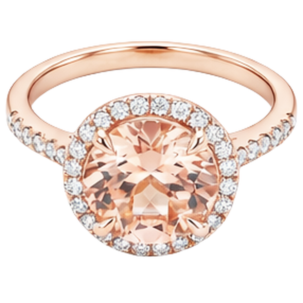 Morganite And Natural Earth Mined Diamond ( Not Lab Grown )s Round Cut 11.50 Ct Ring Rose Gold 14K