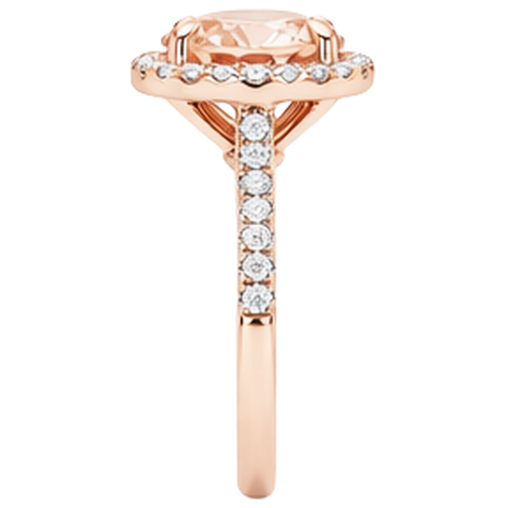 Morganite And Natural Earth Mined Diamond ( Not Lab Grown )s Round Cut 11.50 Ct Ring Rose Gold 14K