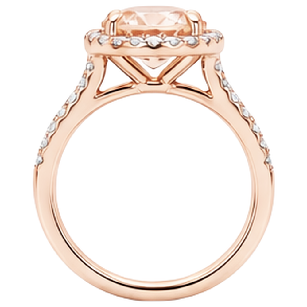 Morganite And Natural Earth Mined Diamond ( Not Lab Grown )s Round Cut 11.50 Ct Ring Rose Gold 14K