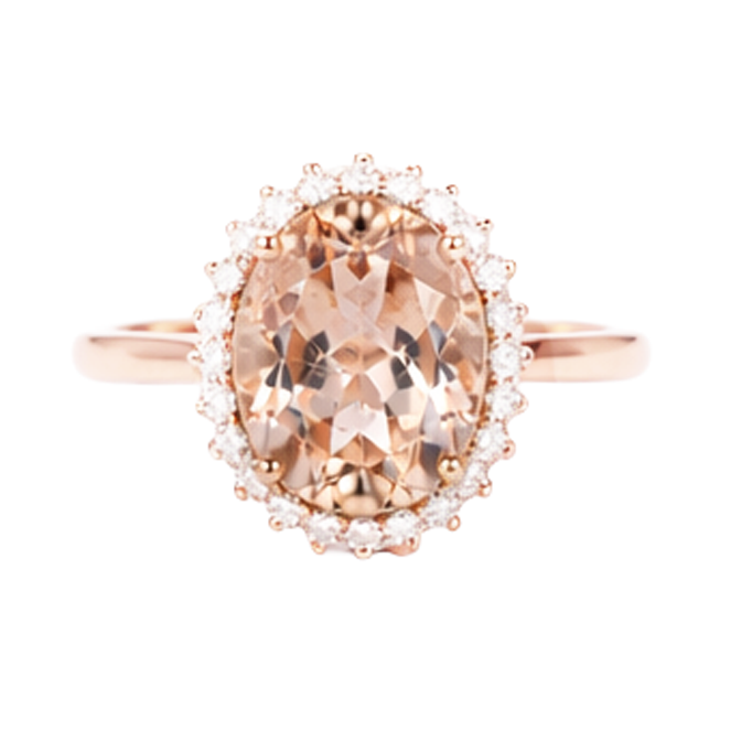 natural round morganite 11.75ct ring side angle