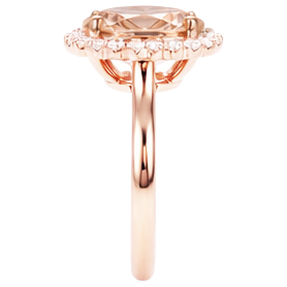 natural round morganite 11.75ct ring profile view